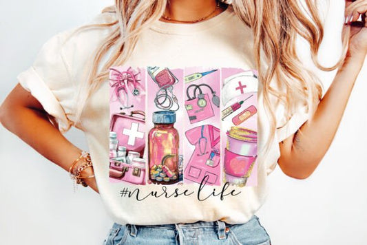 Retro Nurse Life Brushstroke DTF Transfer