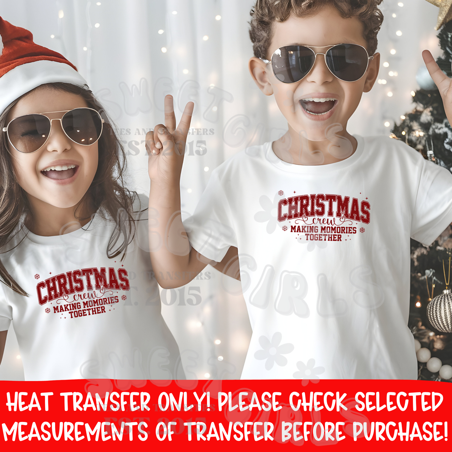 Christmas Crew Heat Transfer – Matching Family Holiday Shirt DIY Making Memories Together DTF Ready to Press Cold Peel Iron On Applique
