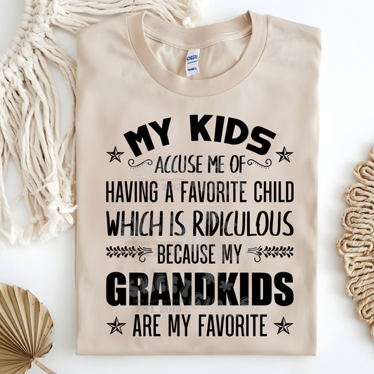 Grandkids Are My Favorite DTF Transfer – Funny Grandparent Iron-On Heat Transfer for DIY Shirts, Sweatshirts, Hoodies – Ready to Press Cold Peel Direct to Film Design – Gift Idea for Nana, Grandma, Papa – Use with Heat Press or Household