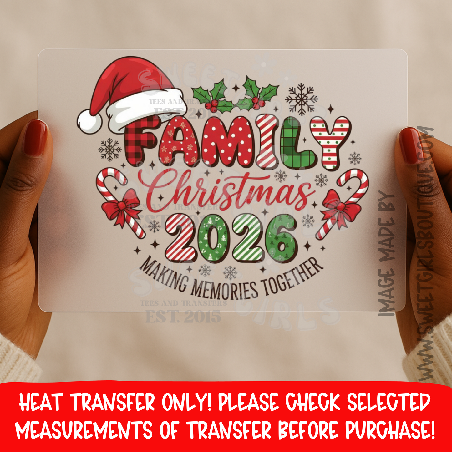 Family Christmas 2026 Making Memories Together Heat Transfer DTF Iron On Holiday Matching Family Shirt Design