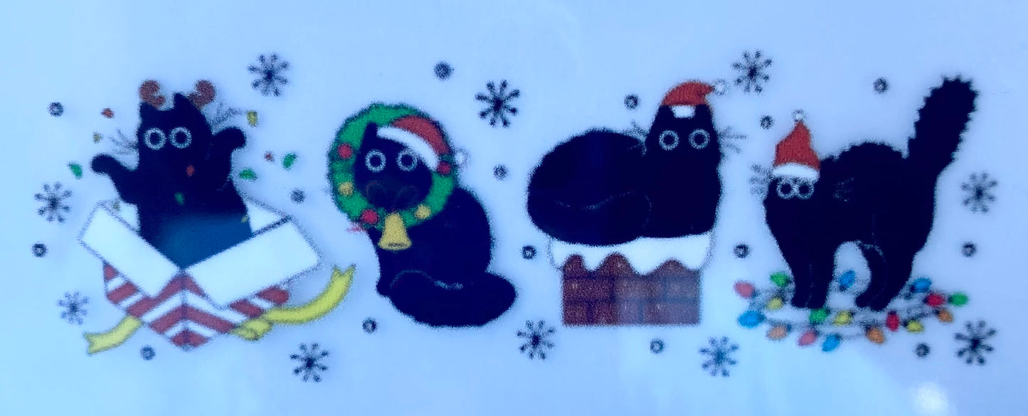 Black cats of Christmas DTF Print