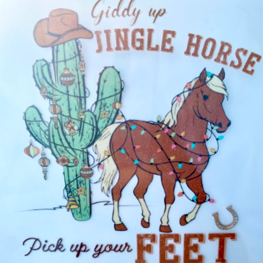 Giddy Up Jingle Horse DTF Print