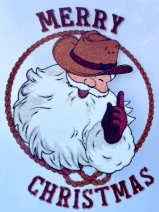 Merry Christmas (Santa in cowboy hat) DTF Print