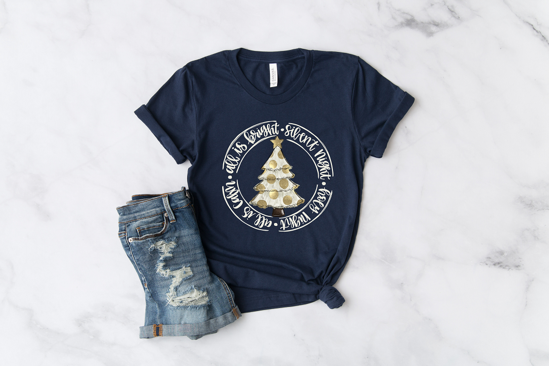 Gold Silent Night Adult Tee, Raglan, or Sweatshirt
