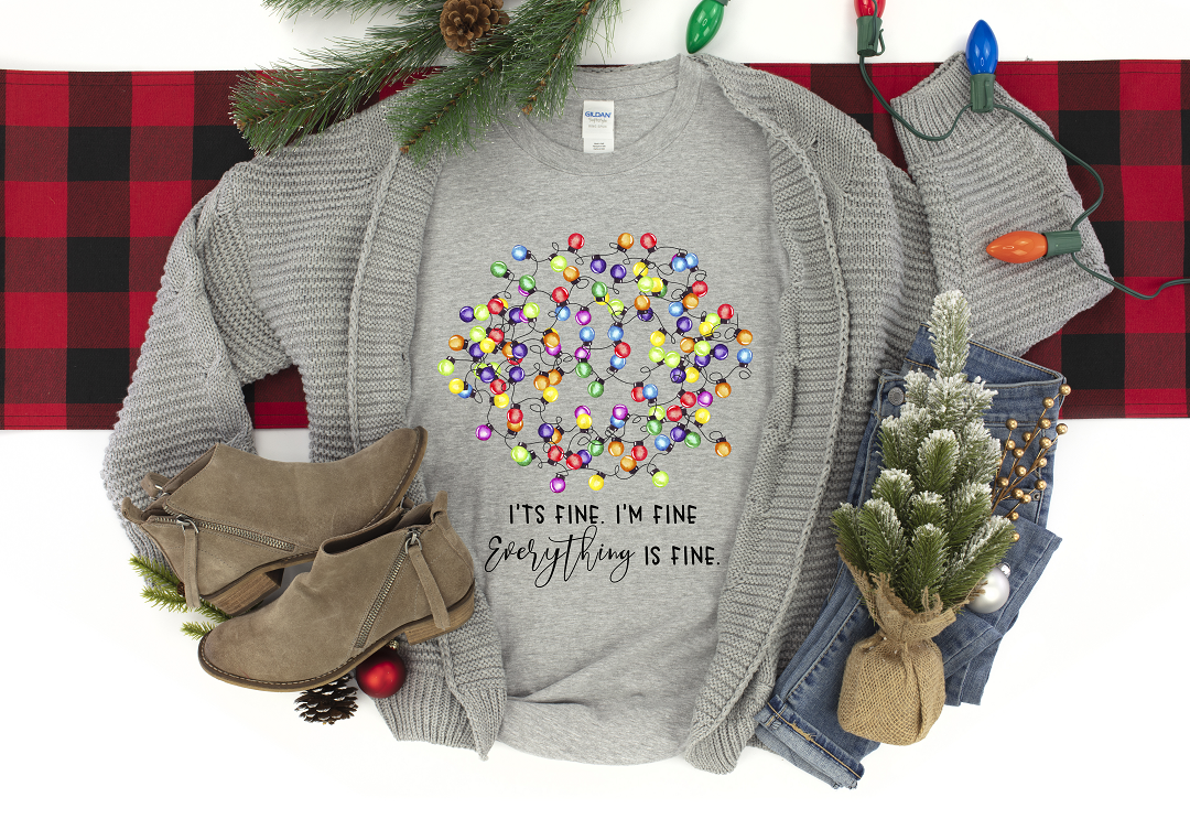 Everything's Fine (Christmas Lights) Adult Tee, Raglan, or Sweatshirt