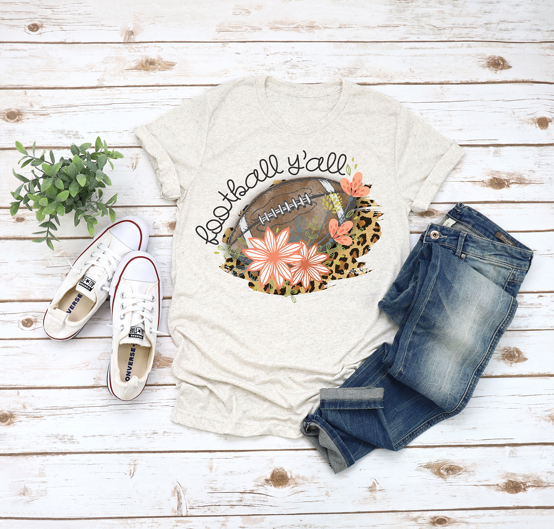 Football Y'all Leopard Tee, Tank, Raglan, or Sweatshirt