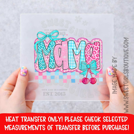 Mama Cherry Bow DTF Heat Transfer Not A Shirt