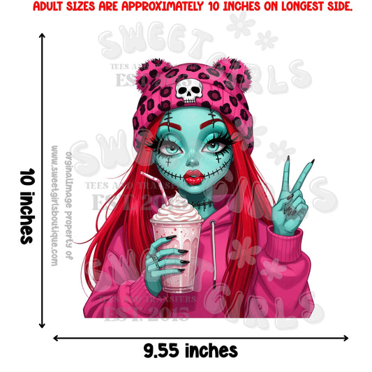 Goth Girl Christmas DTF Heat Transfer – Alt Holiday Iron-On – Ready to Press for Adult