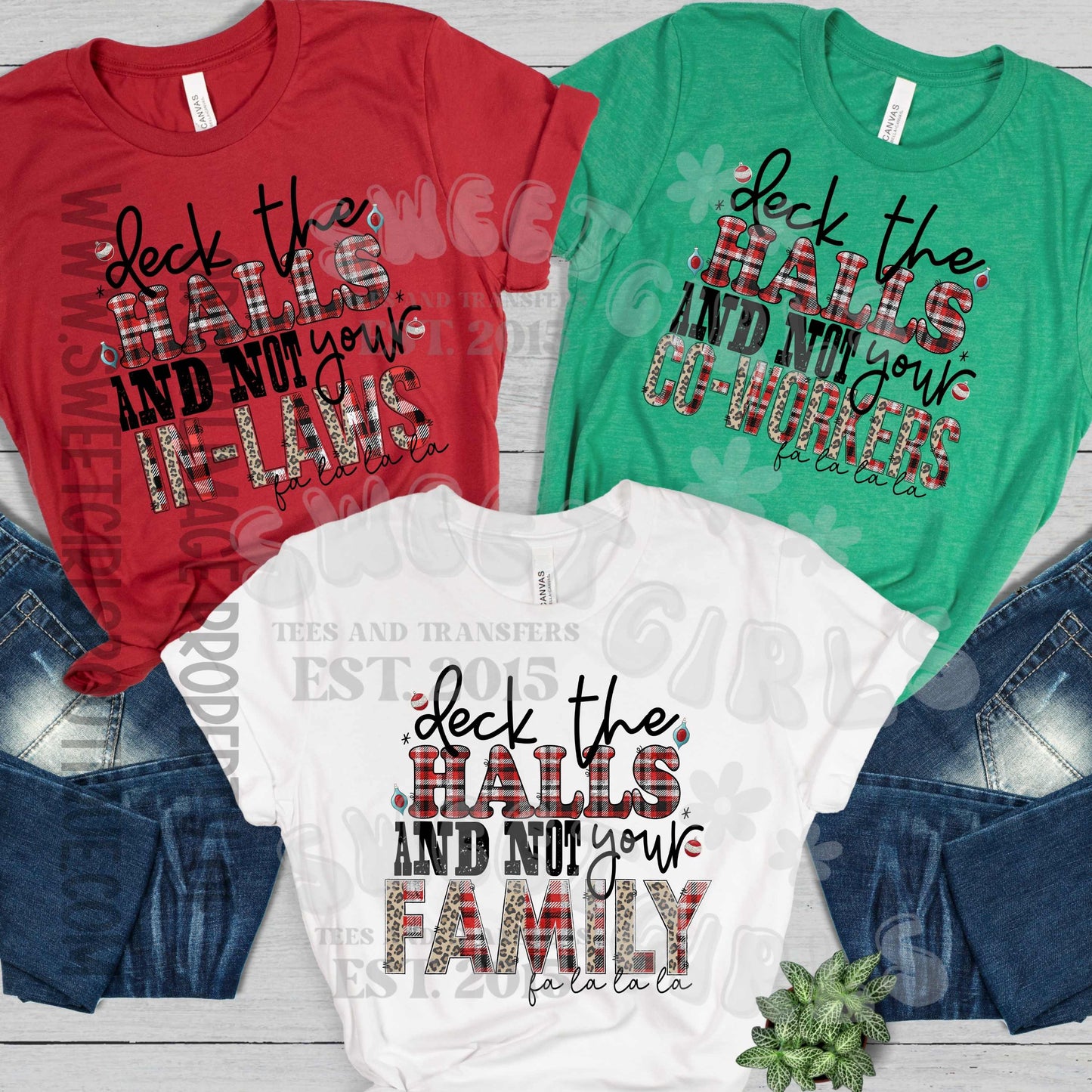 Funny Christmas DTF Heat Transfer – Deck the Halls Not Your In-Laws – Ready to Press Cold Peel Iron-On – Adult Shirt Design