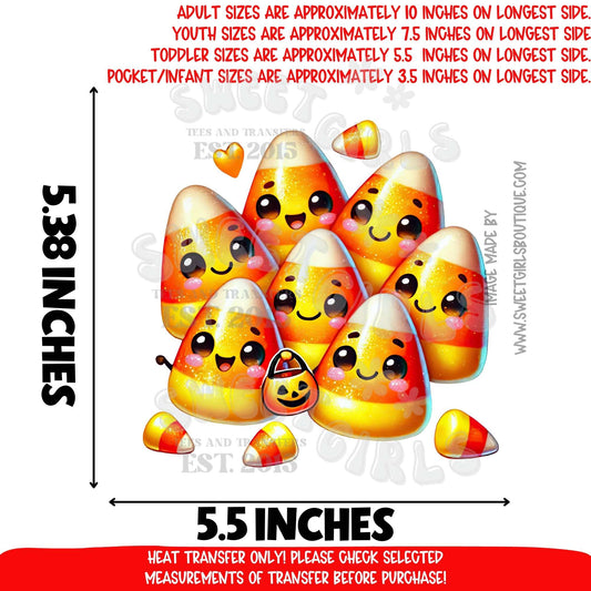 Kawaii Candy Corn Halloween DTF Heat Transfer | Cute Fall Iron On Cold Peel Ready to Press