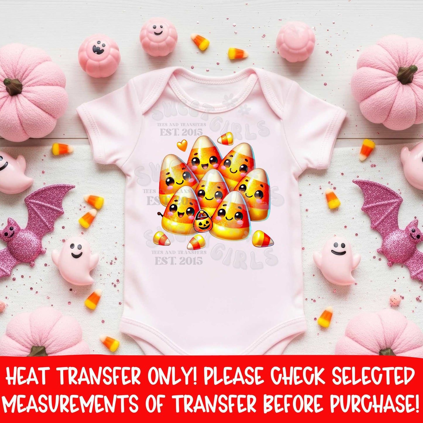 Kawaii Candy Corn Halloween DTF Heat Transfer | Cute Fall Iron On Cold Peel Ready to Press