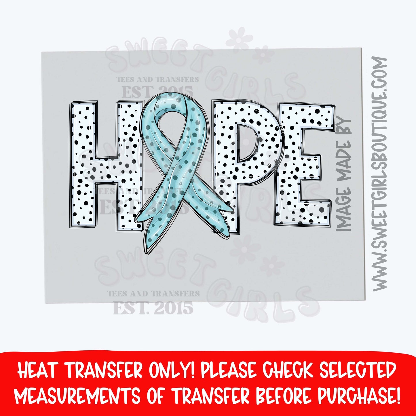 Hope Blue Ribbon Diabetes Awareness DTF Heat Transfer | Wear Blue November Iron On Design