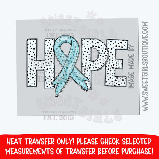 Hope Blue Ribbon Diabetes Awareness DTF Heat Transfer | Wear Blue November Iron On Design