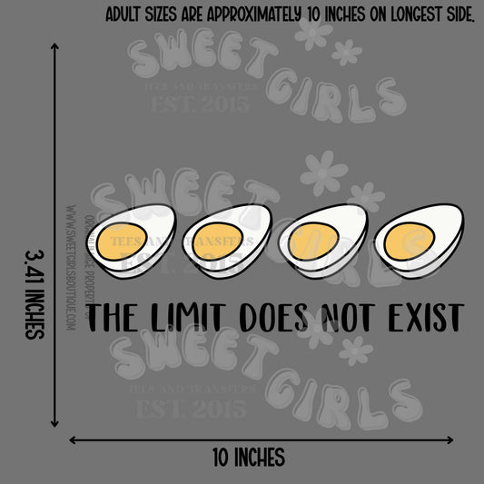 The Limit Does Not Exist Deviled Eggs Funny DTF Heat Transfer – Quirky Foodie Graphic | Iron-On for Kitchen Tees & Holiday Shirts