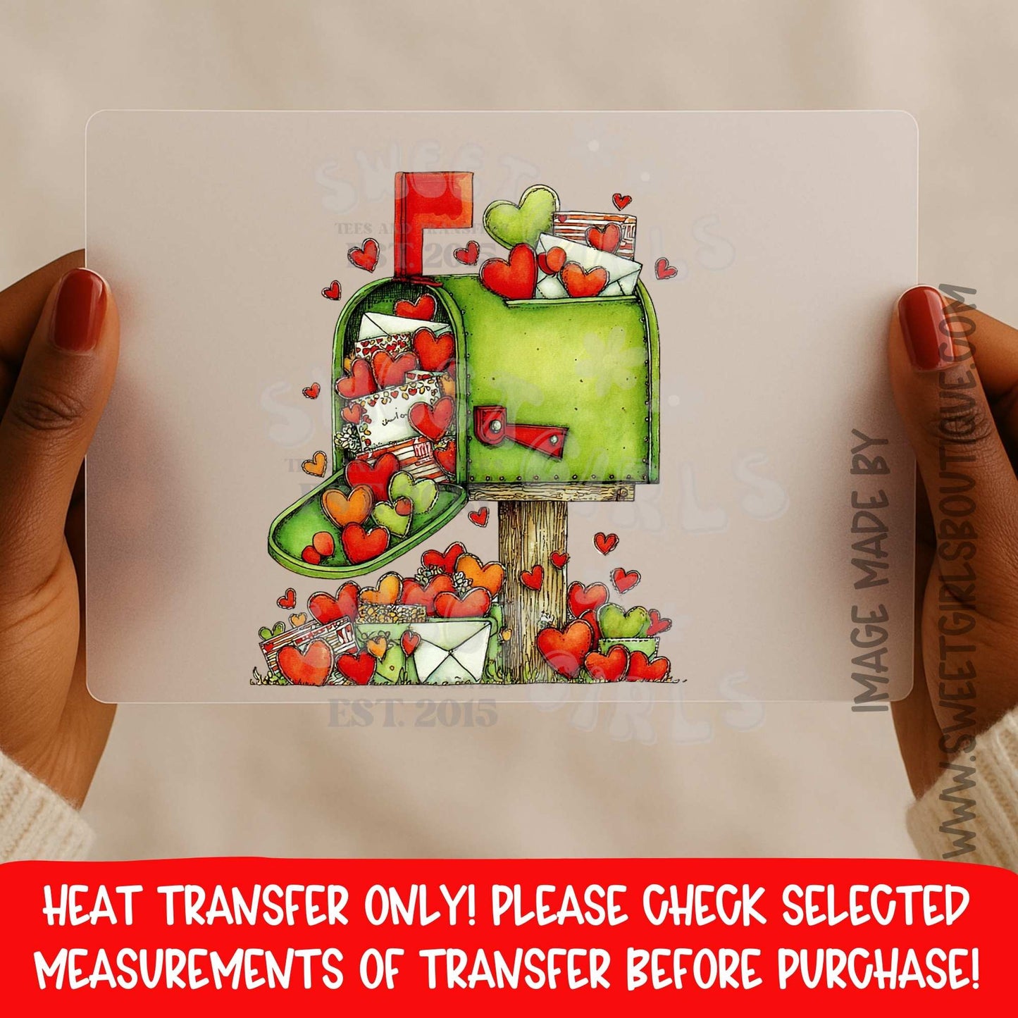 Mailbox Full of Hearts DTF Heat Transfer – Valentine Love Letters Iron On