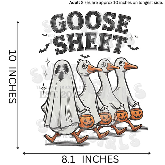 Goose Sheet DTF Transfer – Funny Halloween Goose Iron-On – Ready to Press Heat Transfer for Trick-or-Treat Goose Fans & Costume Humor
