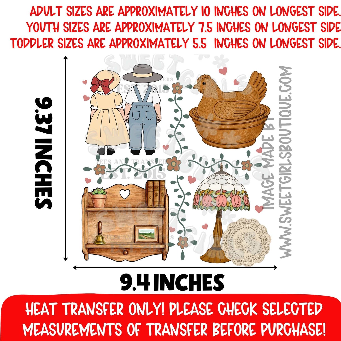 Hen on Nest Nesting Hen Love Collage DTF heat transfer | Primitive Farmhouse Patchwork Valentine Printable Transfer (Goose & Hen)