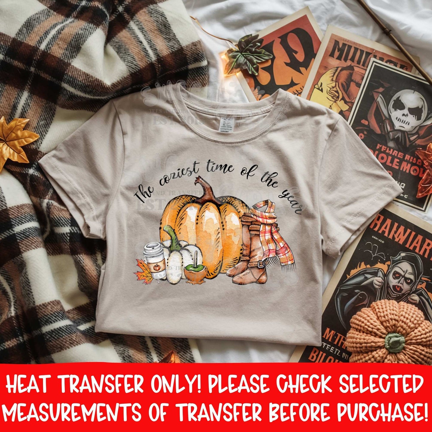 Coziest Time of the Year Pumpkin Fall DTF Heat Transfer | DTF Heat Transfer | Ready to Press Cold Peel Iron-On | DIY Shirt Sweatshirt Hoodie | Printable Transfer