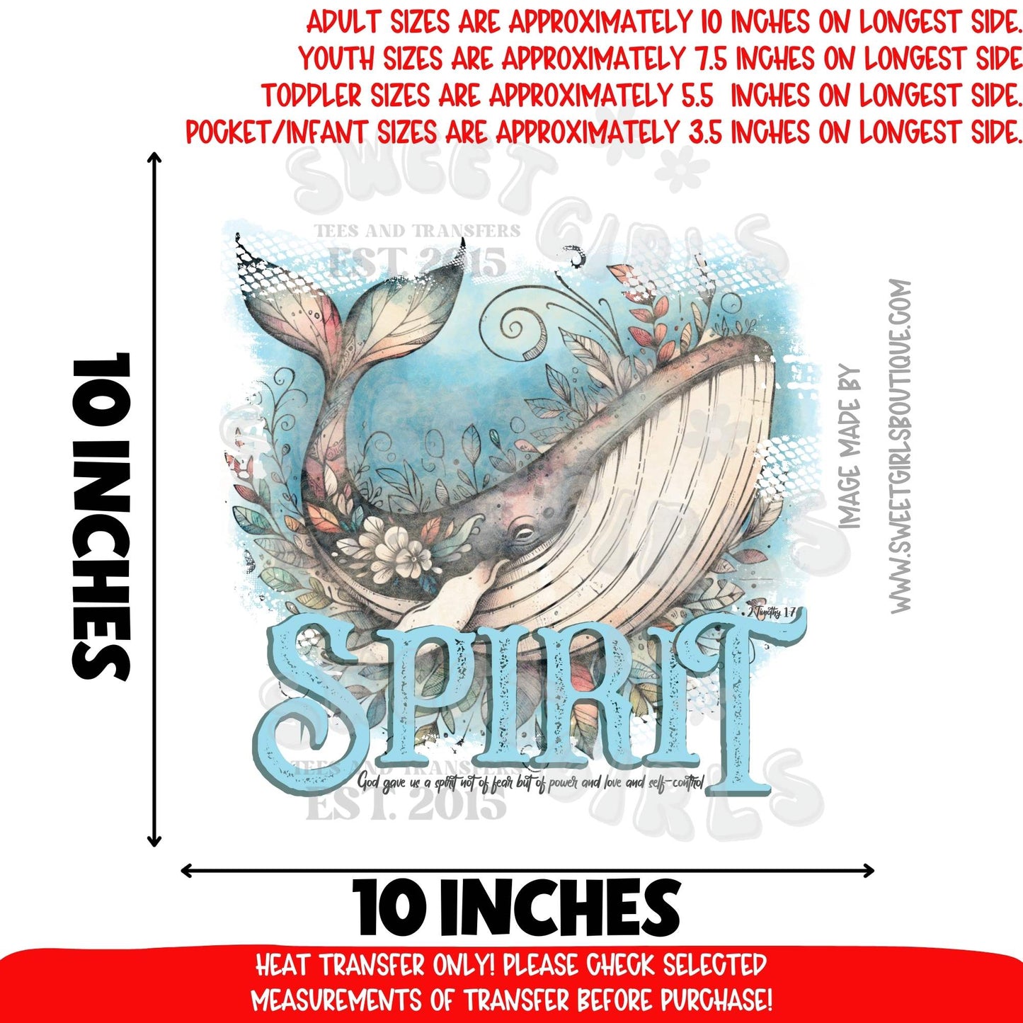 Spirit Whale DTF Heat Transfer Iron On | Inspirational Ocean Christian Shirt