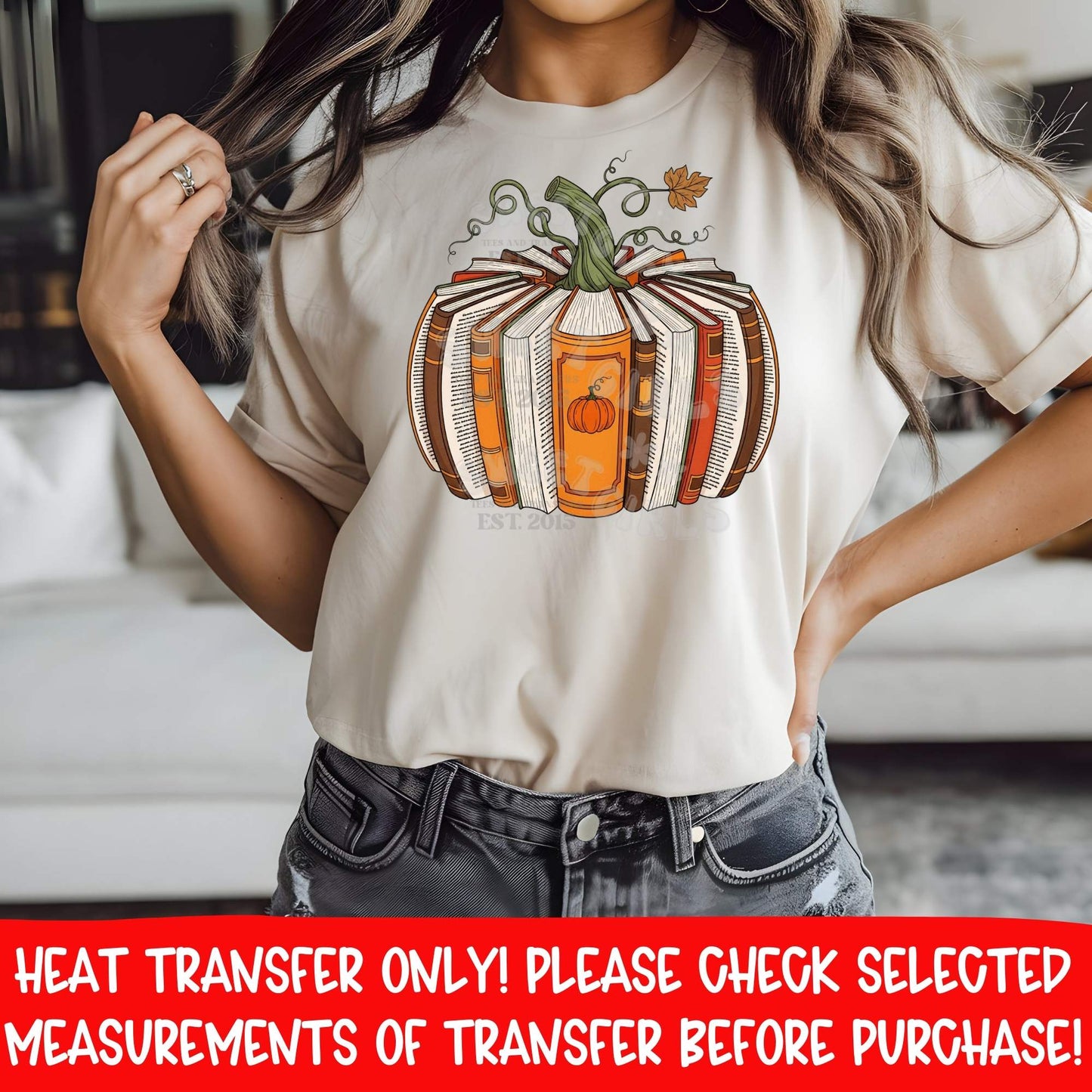 Book Pumpkin Fall DTF Heat Transfer Iron On | Teacher Librarian Autumn Shirt