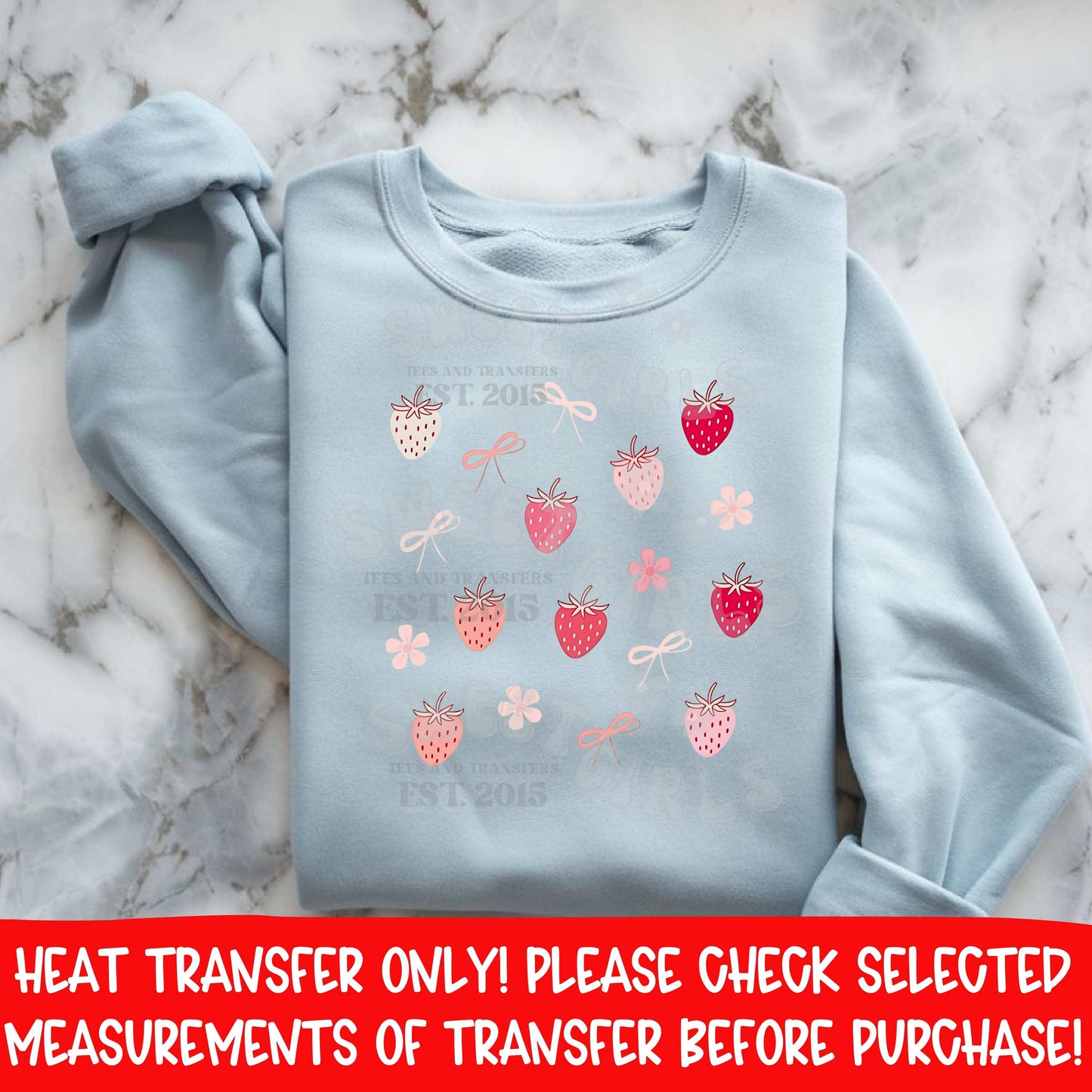 Strawberry Bow DTF Heat Transfer | Cute Pink Fruit Pattern Iron On | Y2K Girly Coquette Aesthetic Shirt | DIY Summer Printable