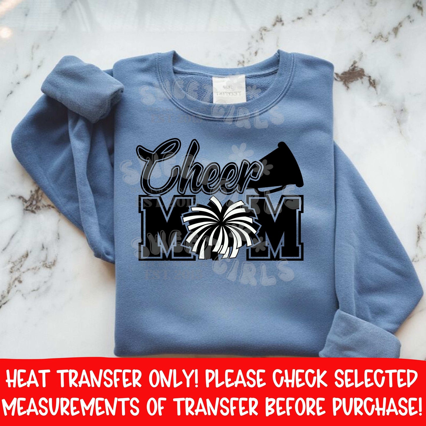Cheer Mom DTF Heat Transfer | Pom Pom Spirit Megaphone Graphic | Game Day Football Mom Shirt Iron On | DIY Cheerleading Apparel Printable