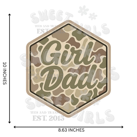 Girl Dad Camo DTF Transfer – Military Green Iron-On Badge – Father’s Day Heat Transfer for Girl Dad Tees, Hoodies & Totes – Washable & Ready to Press