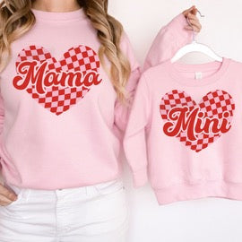 Mama Mini Checkered Heart Tees & DTFs