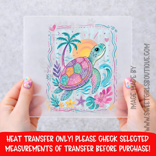 Pastel Sea Turtle Tropical Beach DTF Heat Transfer NOT A SHIRT