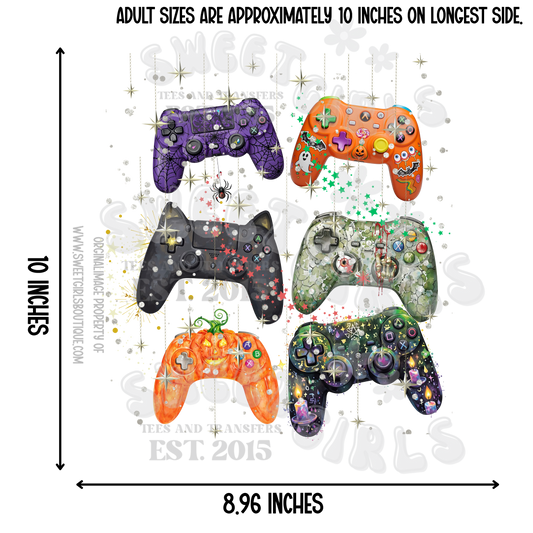 Halloween Gamer Controller DTF Heat Transfer – Spooky Gaming Iron-On Design for Kids & Adults
