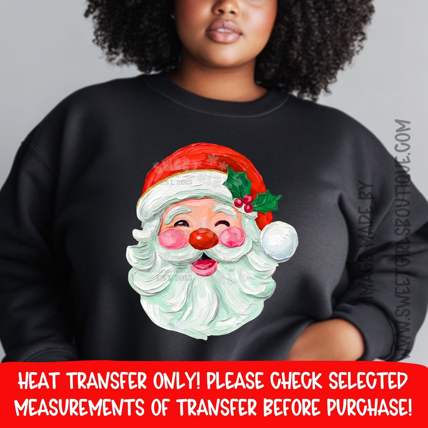 Vintage Santa Face DTF Heat Transfer – Classic Jolly Santa Claus Retro Christmas Design – NOT A SHIRT – Ready to Press Cold Peel Holiday Iron-On Transfer