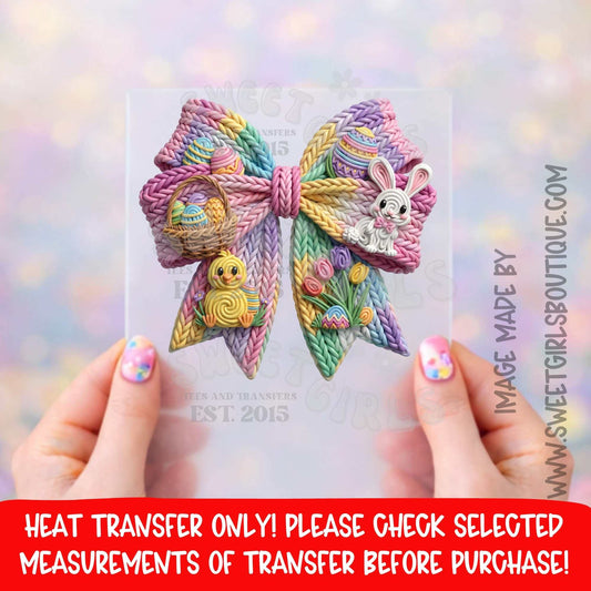 EASTER BOW BOW DTF HEAT TRANSFER IRON ON CLAY BOW PASTEL SPRING BUNNY DTF HEAT TRANSFER IRON ON PRINTABLE TRANSFER NOT A SHIRT DTF HEAT TRANSFER PRESS READY BOUTIQUE DIY SMALL BUSINESS