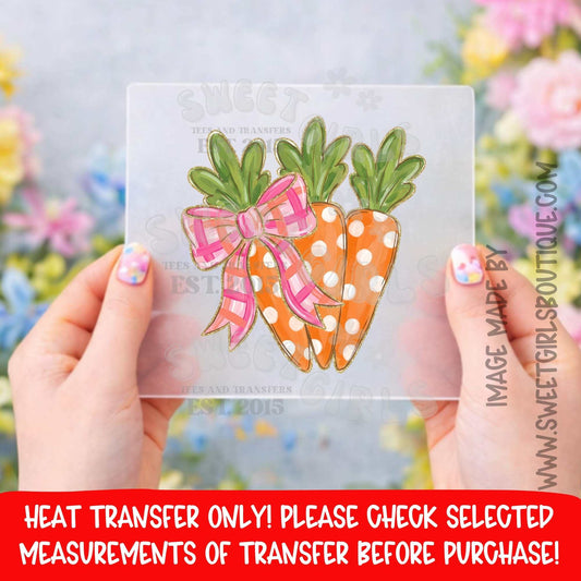 EASTER CARROT CARROT DTF HEAT TRANSFER IRON ON CARROT BOW EASTER CARROT SPRING FARMHOUSE DTF HEAT TRANSFER IRON ON PRINTABLE TRANSFER NOT A SHIRT DTF HEAT TRANSFER PRESS READY BOUTIQUE DIY SMALL BUSINESS