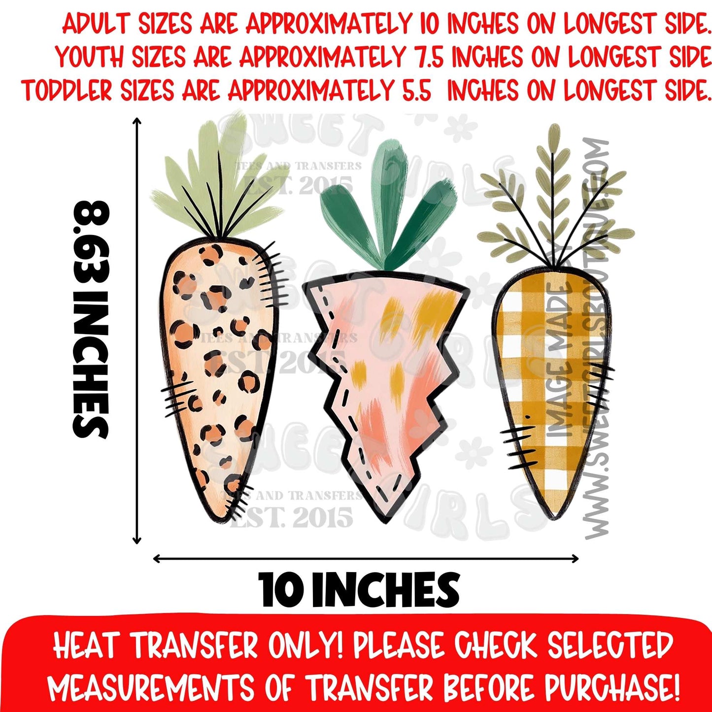 Boho Carrot Trio Easter Heat Transfer Not a Shirt Spring Farmhouse DTF