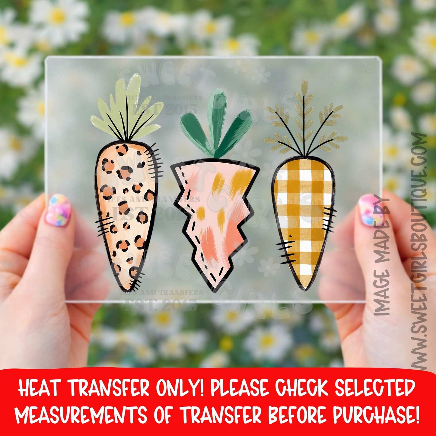 Boho Carrot Trio Easter Heat Transfer Not a Shirt Spring Farmhouse DTF