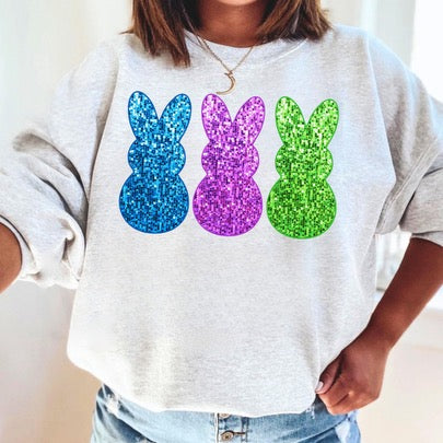 Marshmallow Faux Glitter Bunnies Tees & DTFs