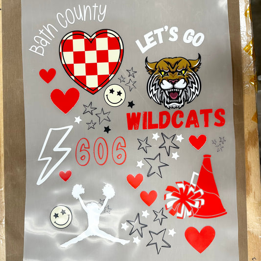 Bath County Wildcats Cheer (red and white) DTF and Sublimation print