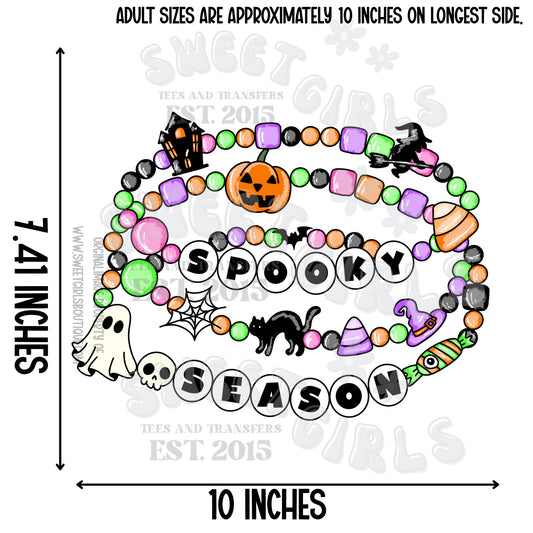 Spooky Season Beaded Bracelet Heat Transfer – Cute Halloween Candy DTF Iron-On Design