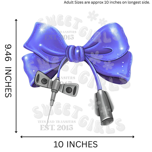 Butterfly Phlebotomy Needle DTF Transfer – Cute Nurse Iron-On – Ready to Press Heat Transfer with faux sparkle Bow for Scrubs, Blood Draw Shirts & Medical Apparel