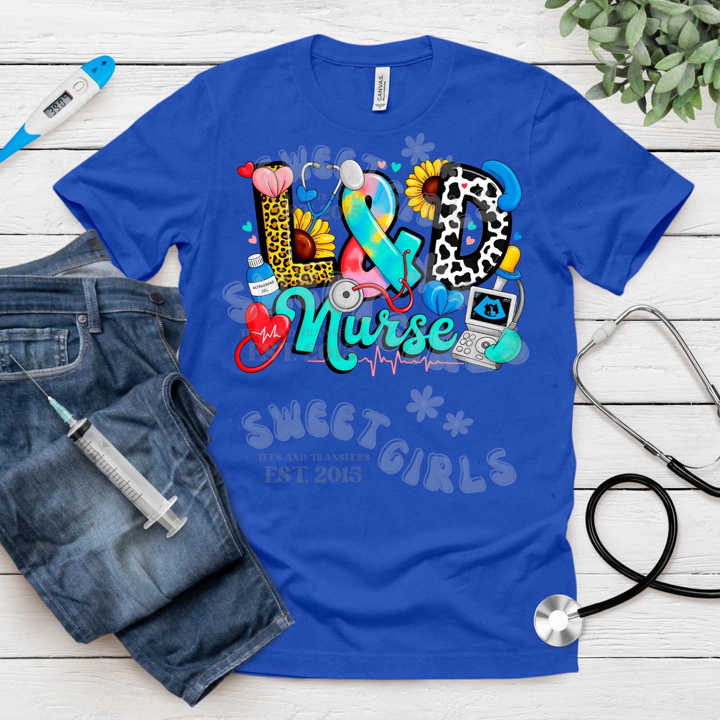 L&D Nurse DTF Heat Transfer – Labor and Delivery Themed Colorful Medical Shirt Print for Nurses