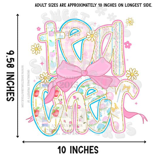 Teacher Bow Floral DTF Heat Transfer – Cute Pink Gingham Teacher Design | Iron-On for Classroom Shirts & Back to School Gifts