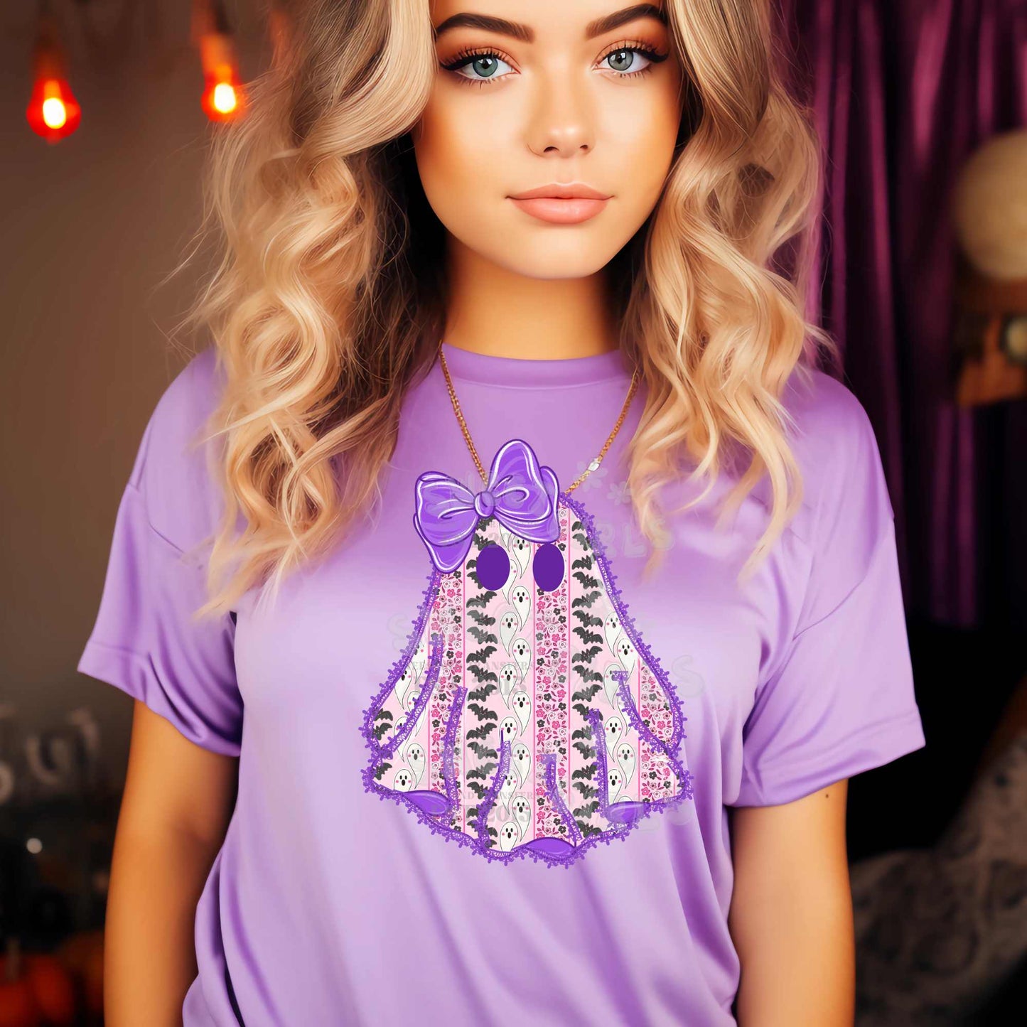 Pink Ghost with Bow DTF Heat Transfer – Coquette Spooky Cute Halloween Print | Iron-On for Fall Tees & DIY Apparel