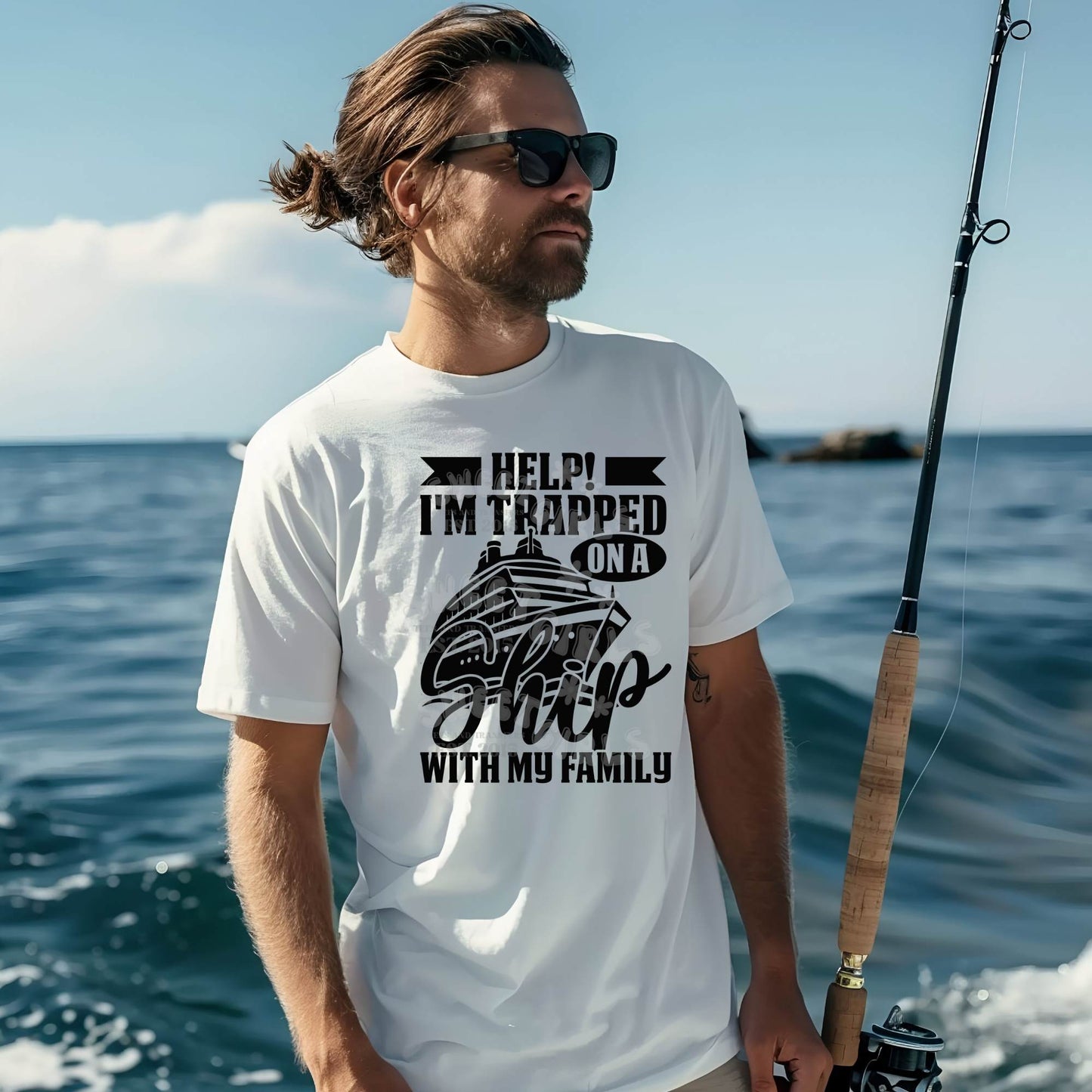 Help I'm Trapped on a Ship with My Family Cruise Humor DTF Heat Transfer – Funny Vacation Graphic | Iron-On for Cruise Tees & Family Trips