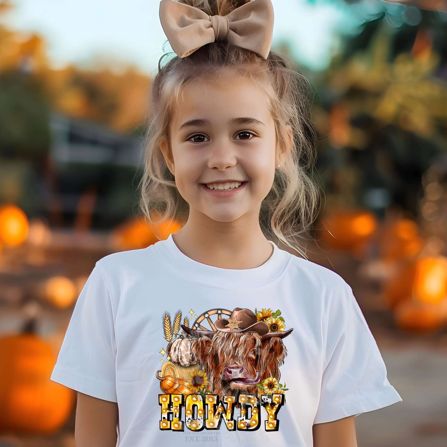 Howdy Fall Highland Cow DTF Transfer – Western Pumpkin Farm Tee Heat Press Iron-On | DTF Heat Transfer Iron-On for Fall Shirts, Tees & Crafts
