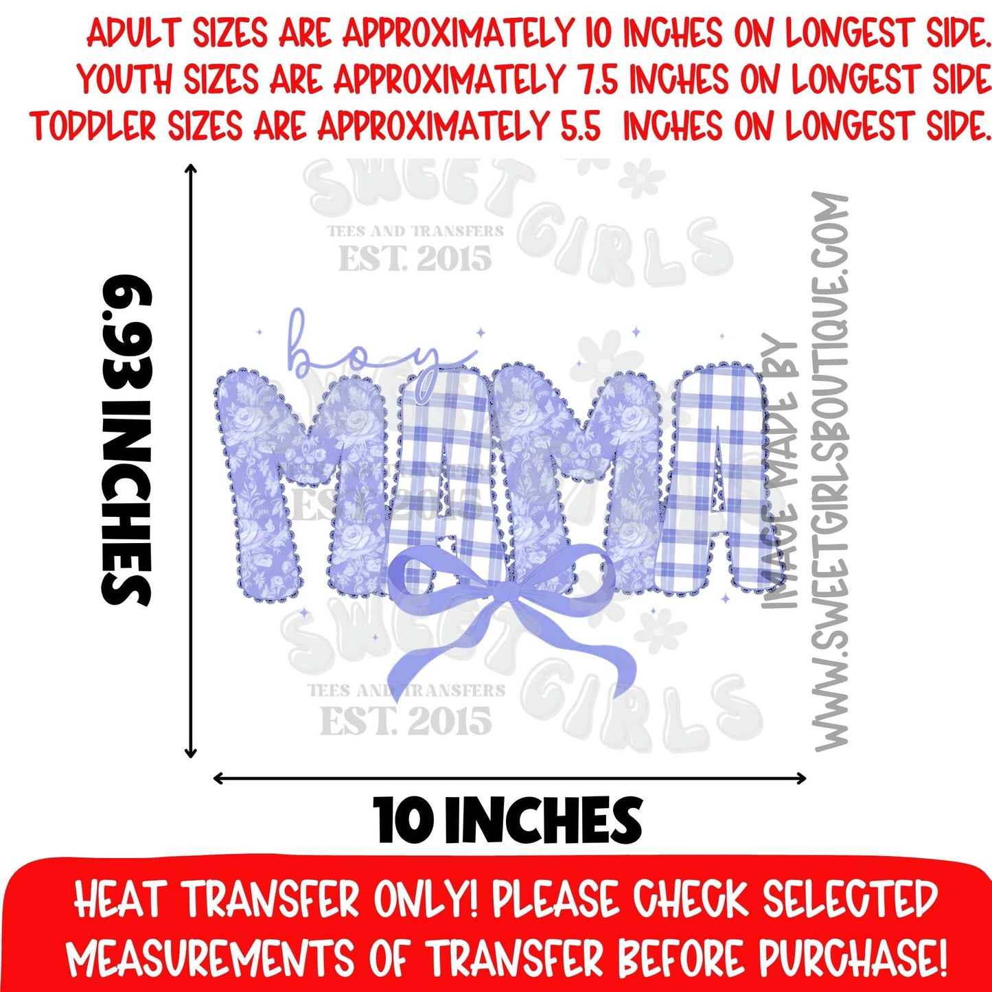 Boy Mama Purple DTF Heat Transfer Not A Shirt
