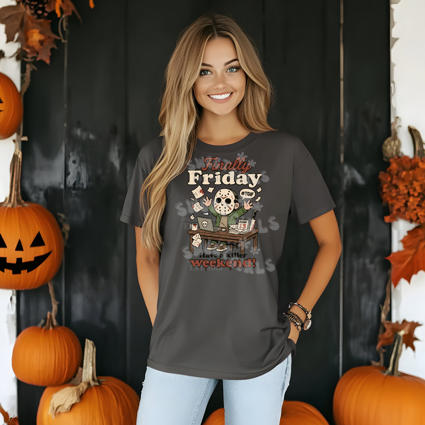 Finally Friday Horror Office Heat Transfer – Funny Weekend DTF Shirt Design