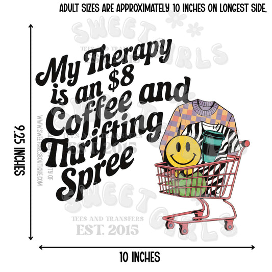 $8 Coffee & Thrifting Spree DTF Heat Transfer – Funny Thrift Queen Iron-On