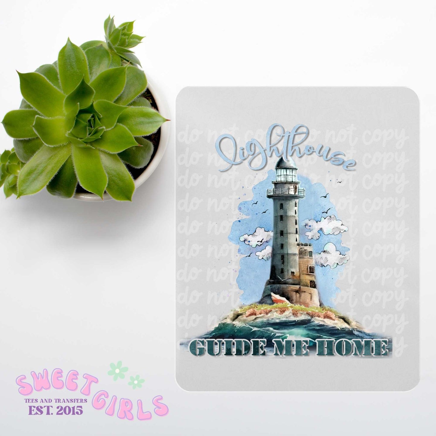 Lighthouse Guide Me Home Coastal Nautical DTF Heat Transfer, Ready To Press, NOT A SHIRT