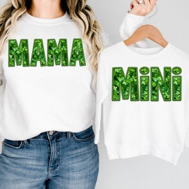 Green Faux Glitter Mama Mini Tees & DTFs