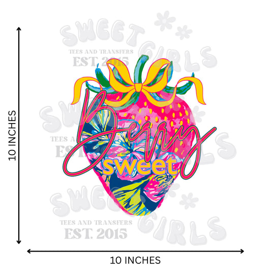 Berry Sweet Strawberry Bow DTF Transfer – Preppy Pink Fruit Iron-On Heat Transfer for Summer Fashion